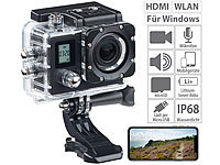 Somikon Einsteiger-4K-Action-Cam, WLAN, 2 Displays, Full HD 60 B./Sek., IP68; Action-Cams Full HD Action-Cams Full HD 
