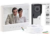 Somikon Video-Türsprechanlage mit 17,8-cm-Farbdisplay & Türöffner, 10-m-Kabel; WLAN-Video-Türklingeln mit App-Kontrolle und Nachtsicht WLAN-Video-Türklingeln mit App-Kontrolle und Nachtsicht 