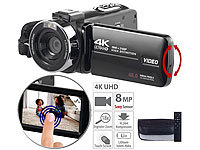 Somikon 4K-UHD-Camcorder mit Sony-Sensor; Touch-Display, HD mit 120 B./Sek.; Full-HD-Kugelschreiber-Kameras Full-HD-Kugelschreiber-Kameras Full-HD-Kugelschreiber-Kameras Full-HD-Kugelschreiber-Kameras 