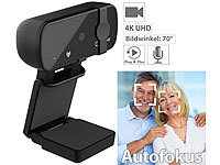 Somikon 4K-USB-Webcam mit Linsenabdeckung, Mikrofon und Autofokus; Webcams Webcams Webcams Webcams 