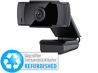 Somikon Full-HD-USB-Webcam mit Mikrofon, Versandrückläufer; 4K-Webcams, Full-HD Webcams mit Mikrofon und Ringlicht 