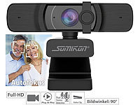 Somikon Full-HD-USB-Webcam mit Autofokus und Dual-Stereo-Mikrofon, 60 B./Sek.; 4K-Webcams, Full-HD Webcams mit Mikrofon und Ringlicht 4K-Webcams, Full-HD Webcams mit Mikrofon und Ringlicht 4K-Webcams, Full-HD Webcams mit Mikrofon und Ringlicht 4K-Webcams, Full-HD Webcams mit Mikrofon und Ringlicht 