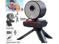 Somikon Autotracking-USB-Webcam mit Full HD, Super-WDR, 120°, Stereo-Mikrofon; Webcams Webcams Webcams Webcams 