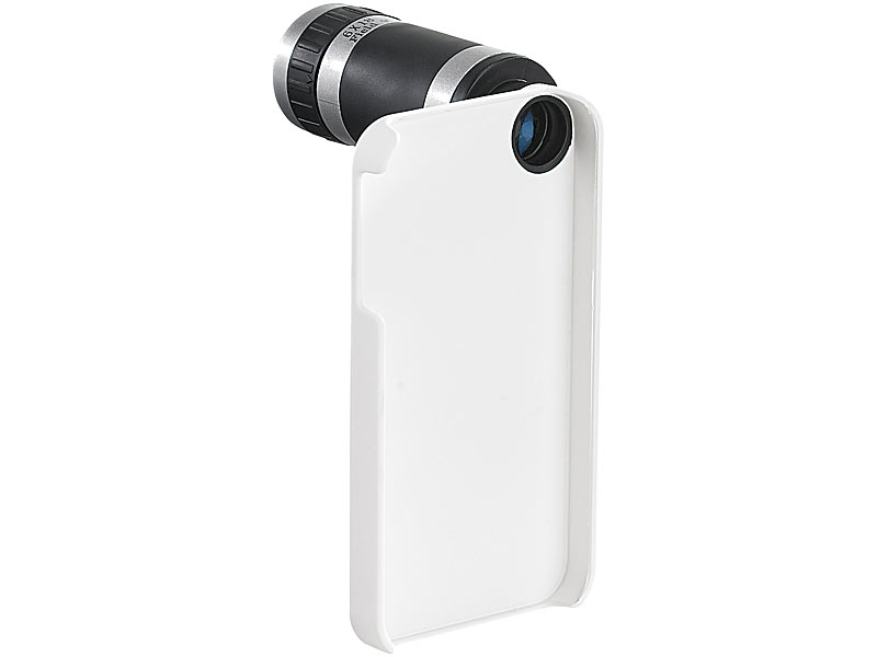 ; Smartphone-Vorsatz-Linsen-Sets mit Weitwinkeln, Makros, Fischaugen & LED-Ringen, Displayfolie (iPhone 4/4S) 
