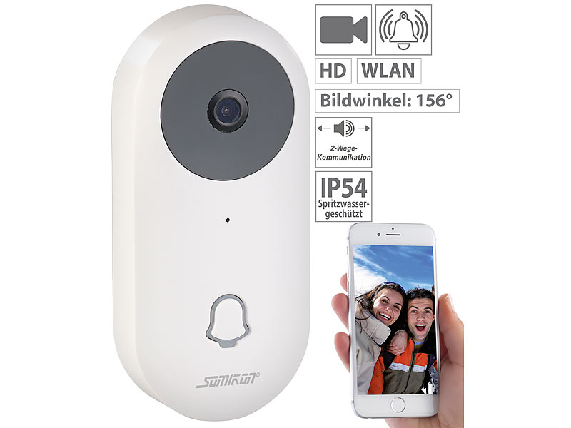 ; WLAN-Video-Türklingeln mit App-Kontrolle und Nachtsicht WLAN-Video-Türklingeln mit App-Kontrolle und Nachtsicht 