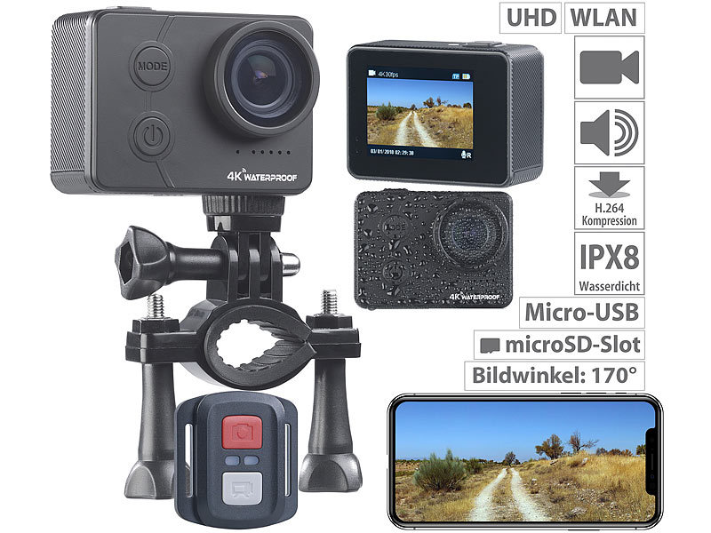 ; WLAN-Video-Türklingeln mit Bewegungsmelder und App-Kontrolle, UHD-Action-Cams mit GPS und WLAN, wasserdicht WLAN-Video-Türklingeln mit Bewegungsmelder und App-Kontrolle, UHD-Action-Cams mit GPS und WLAN, wasserdicht 