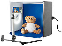 Somikon Professionelle Foto-Studio-Box inkl. 2 Fotolampen und Stativ; LED-Foto- & Videoleuchten 