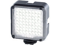 Somikon Foto und Videoleuchte mit 64 Tageslicht-LEDs; LED-Ringlichter mit Smartphone-Halterung und Fernauslöser, Dreibein Kamera Stative 