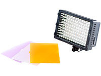 Somikon Foto und Videoleuchte mit 126 Tageslicht-LEDs; LED-Ringlichter mit Smartphone-Halterung und Fernauslöser, Dreibein Kamera Stative 