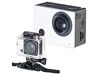 Somikon Full-HD-Action-Cam DV-850.WiFi mit Farb-Display, Fernbedienung; Unterwasser Kamera-Hüllen 