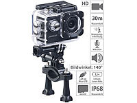 Somikon HD-Action-Cam DV-1212 V2 mit Unterwasser-Gehäuse, IP68, bis 30 m; Wasserdichte UHD-Action-Cams mit Webcam-Funktion Wasserdichte UHD-Action-Cams mit Webcam-Funktion Wasserdichte UHD-Action-Cams mit Webcam-Funktion 