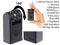 Somikon Mini-HD-Überwachungskamera, IR-Nachtsicht, PIR-Sensor, 1 Jahr Stand-by; Full-HD-Kugelschreiber-Kameras Full-HD-Kugelschreiber-Kameras Full-HD-Kugelschreiber-Kameras 