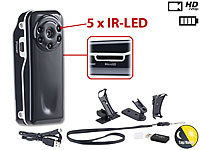 Somikon Mini-Überwachungs-Cam Raptor-720.ir mit HD-Video & Infrarot-Nachtsicht; Full-HD-Kugelschreiber-Kameras Full-HD-Kugelschreiber-Kameras 