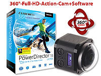 Somikon 360°-4K-ActionCam, 16-MP-Sensor, Fernbed. & PowerDirector 15 Ultra