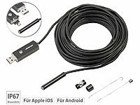 Somikon USB-HD-Endoskop-Kamera für PC und OTG-Android-Smartphone, 10 m, IP67