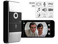 Somikon WLAN-Video-Türklingel mit App, 180° Bildwinkel, 6 Monate Akku-Laufzeit; Video-Türsprechanlagen Video-Türsprechanlagen 