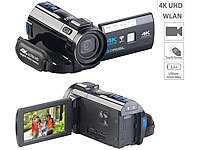 Somikon 4K-UHD-Camcorder mit Panasonic-Sensor, WLAN, App (Versandrückläufer); Full-HD-Camcorder mit Touch-Screen und App-Steuerung 