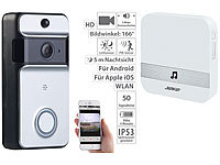 Somikon WLAN-Video-Türklingel mit App, PIR-Sensor, Akku, IP53, Funk-Empfänger; UHD-Action-Cams UHD-Action-Cams UHD-Action-Cams UHD-Action-Cams 