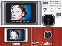 Somikon Digitale Türspion-Kamera mit Bewegungserkennung und Akku; WLAN-Video-Türklingeln mit App-Kontrolle und Nachtsicht WLAN-Video-Türklingeln mit App-Kontrolle und Nachtsicht WLAN-Video-Türklingeln mit App-Kontrolle und Nachtsicht 