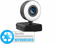 Somikon Full-HD-USB-Webcam mit LED-Ringlicht, Versandrückläufer; Webcams 
