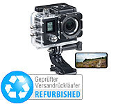 Somikon Einsteiger-4K-Action-Cam, WLAN, 2 Displays, Versandrückläufer; Wasserdichte UHD-Action-Cams mit Webcam-Funktion 