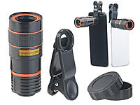 Somikon Smartphone-Vorsatz-Tele-Objektiv mit 8-fach optischer Vergrößerung; Unterwasser Kamera-Hüllen Unterwasser Kamera-Hüllen Unterwasser Kamera-Hüllen 