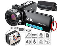 Somikon 4K-UHD-Camcorder mit 16-fachem Zoom, WLAN, Full-HD mit 60 B./Sek.; Foto-, Negativ- & Dia-Scanner 
