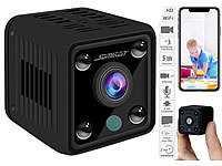 Somikon Akku-Micro-IP-Kamera, HD 720p, 120° Weitwinkel, Nachtsicht, WLAN; Full-HD-Minikameras Full-HD-Minikameras 
