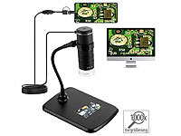 Somikon 3in1-USB-Mikroskop mit Kamera, Ständer, 1000-fach Vergrößerung, 8 LEDs; Endoskopkameras für PC & OTG Smartphones 