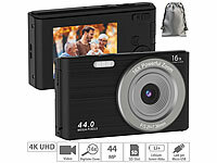 Somikon Digitale Foto-Kompaktkamera, interp. 4K-Auflösung, Sony-Sensor, 44 MP; Full-HD-Kugelschreiber-Kameras Full-HD-Kugelschreiber-Kameras Full-HD-Kugelschreiber-Kameras Full-HD-Kugelschreiber-Kameras 