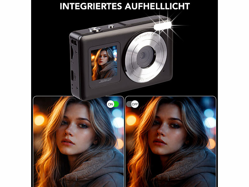 ; Full-HD-Digitalkamera mit 2 Displays Full-HD-Digitalkamera mit 2 Displays
