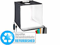 Somikon; Mini-Kamerastative, Smartphone-Vorsatz-Linsen-Sets mit Weitwinkeln, Makros, Fischaugen & LED-Ringen